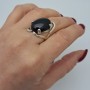 Серебряное кольцо женское с черным камнем  Доротея бр-2150129