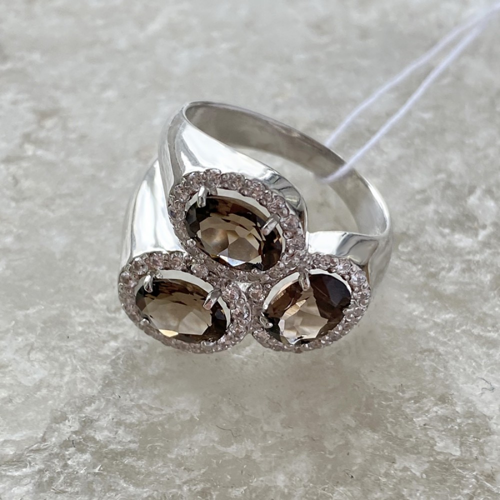 Срібна каблучка з димчастим кварцем Джейн 2 БР-8110821