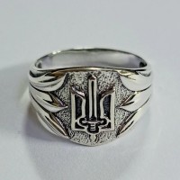Серебряный перстень Воля с гербом Украины в виде меча бр-0069121