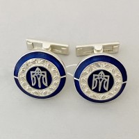 Срібні запонки «Трезубець» з емаллю БР-6100044/1