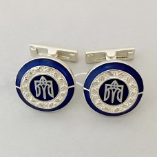 Серебряные запонки Трезубец с эмалью  БР-6100044/1