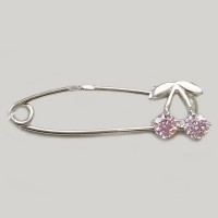 Серебряная булавка с камнями Вишенка ШК-7-5882-Р