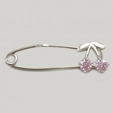 Серебряная булавка с камнями Вишенка ШК-7-5882-Р