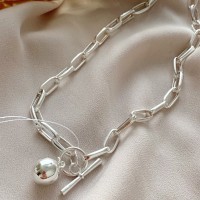 Срібне повітряне кольє без каменів з кулькою АЛ-02