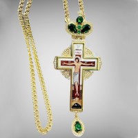 Хрест наперсний латунний позолочений з фіанітами 2.10.0395ЛП-21ЛП