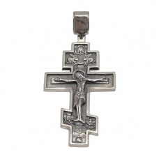 Серебряный крест с Распятием ровный  бр-3100001