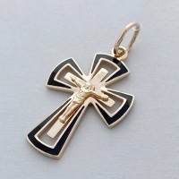 Золотой крест с эмалью прорезной ШК-3340