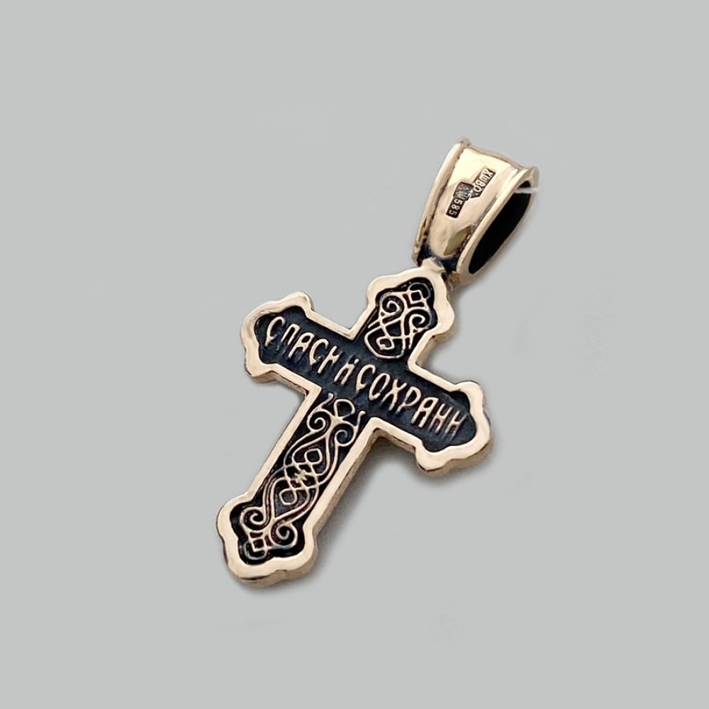 Золотой крест с чернением ШК-3723ч
