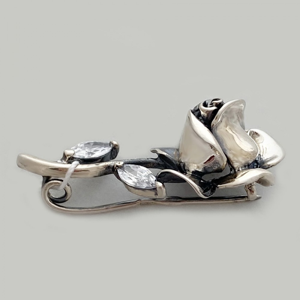 Серебряная брошь в виде розы Фиона бр-1002861