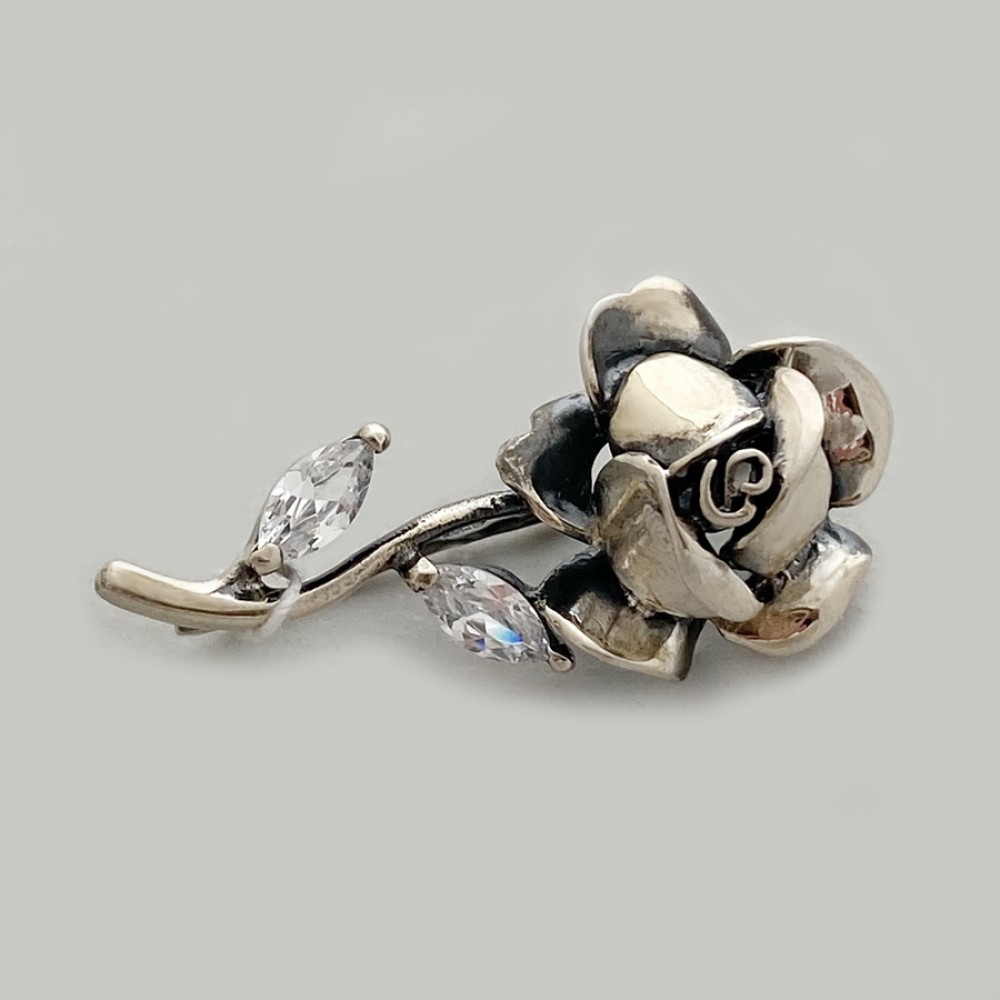 Серебряная брошь в виде розы Фиона бр-1002861