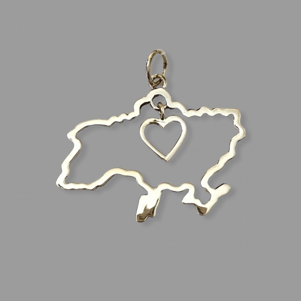 Серебряная подвеска карта Украины с сердечком БР-3100878