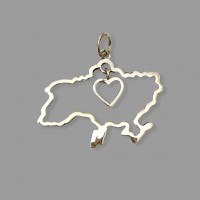 Серебряная подвеска карта Украины с сердечком БР-3100878