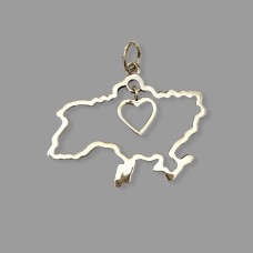 Серебряная подвеска карта Украины с сердечком БР-3100878