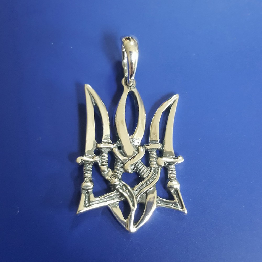 Серебряная подвеска Трезуб с мечами БР-3100887