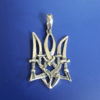 Серебряная подвеска Трезуб с мечами БР-3100887