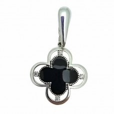 Серебряный кулон с эмалью  Клевер 2 БР-1112431