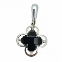 Серебряный кулон с эмалью  Клевер 2 БР-1112431