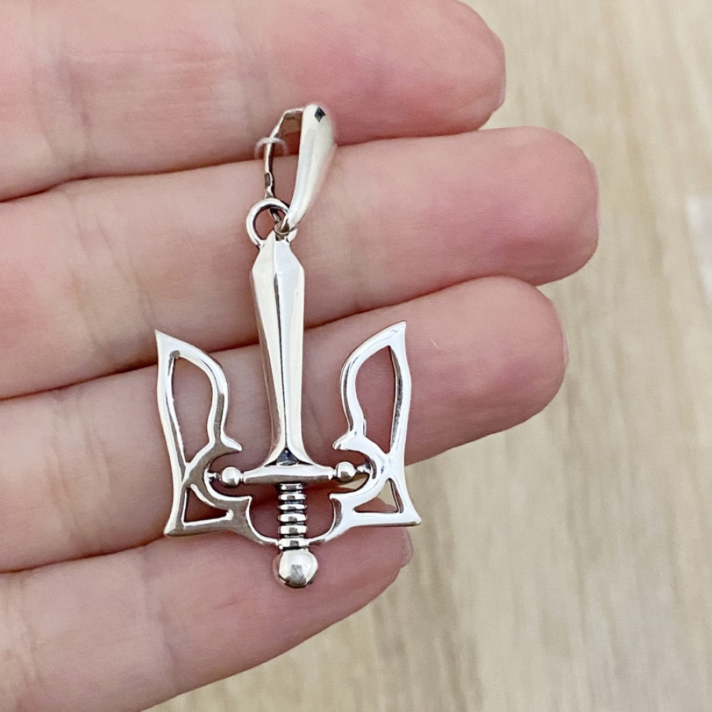 Кулон із срібла Тризуб у вигляді меча БР-3100881