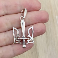 Кулон із срібла Тризуб у вигляді меча БР-3100881