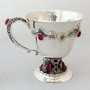Серебряная чашка с красными камнями 130 мл Корунд ХЮ-020028