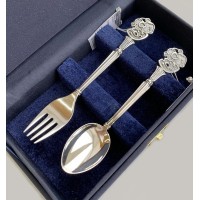 Набор серебряных приборов для ребенка  Мышка 2 предмета без эмали БР-7992