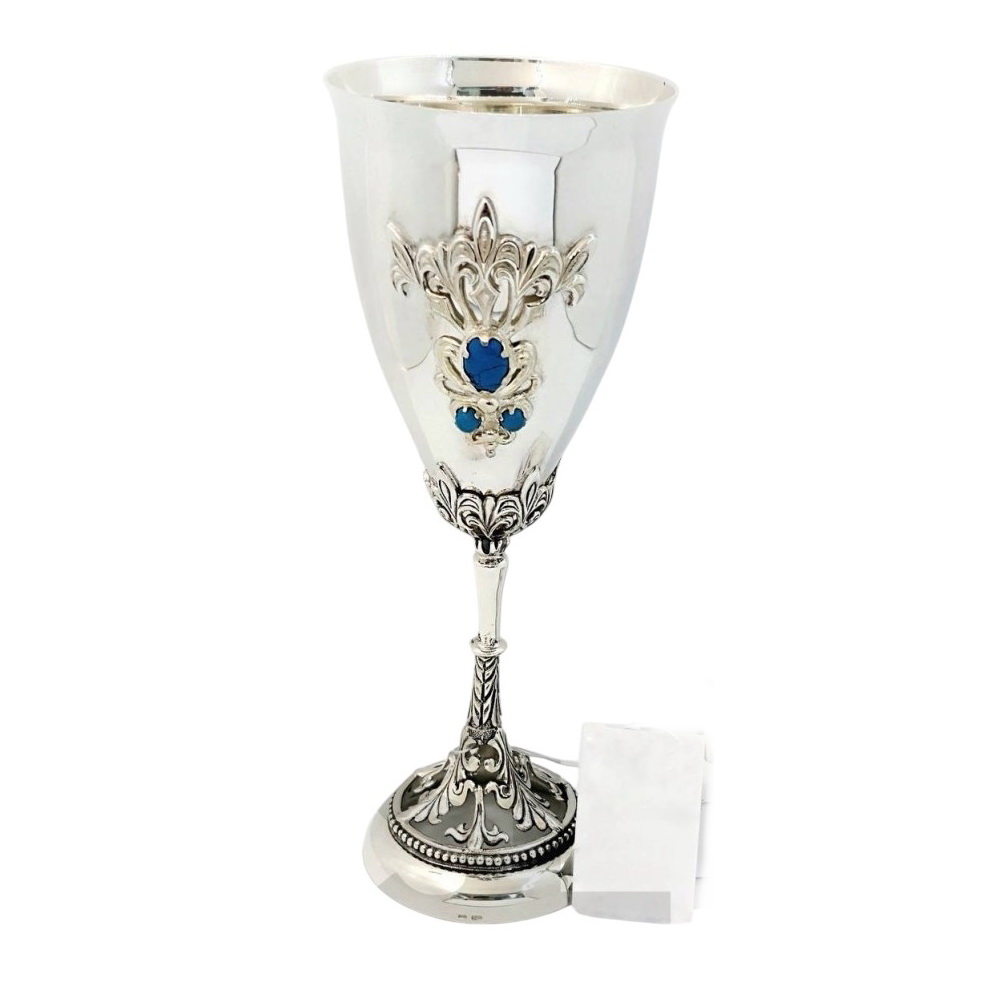 Серебряный бокал с бирюзой Ажурный БР-0004081