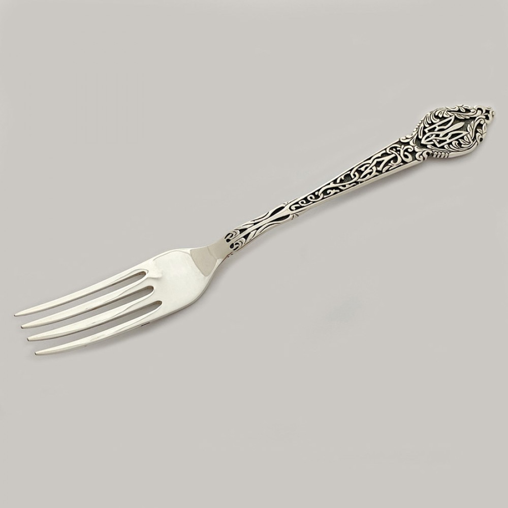 Набор серебряных столовых приборов десертная вилка и ложка с гербом Украины Трезубец БР-461467