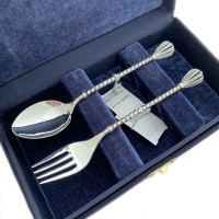 Серебряный детский набор «Царский» (ложка и вилка)  БР-219485
