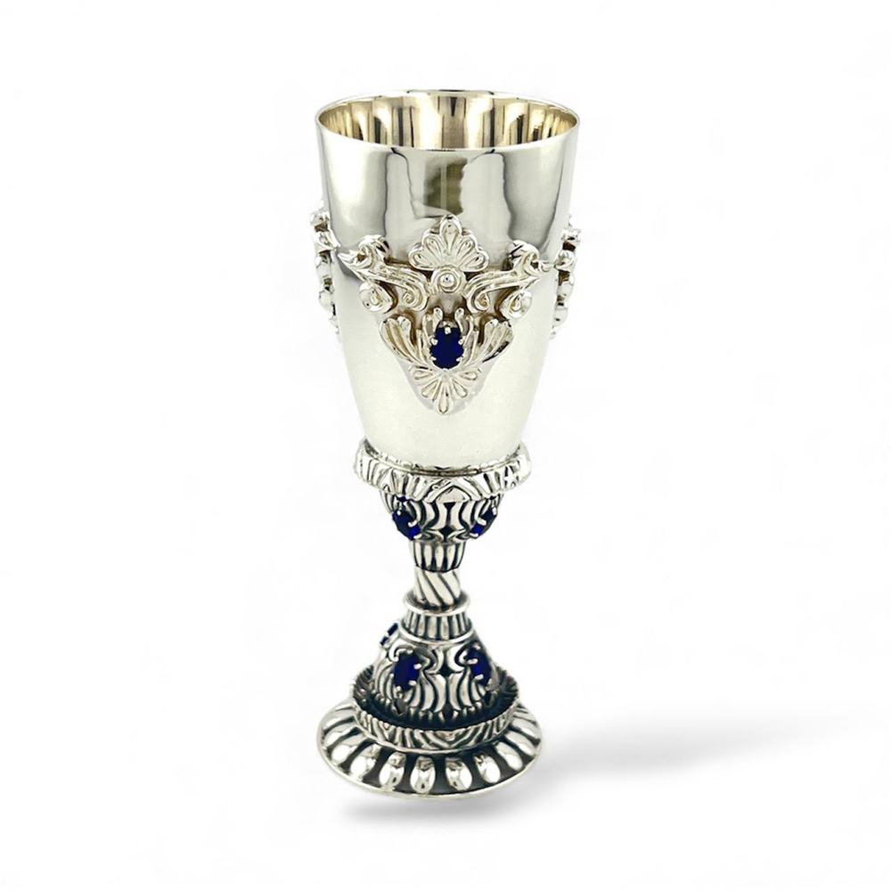 Срібна чарка Неаполь 50 мл з синіми каменями, срібло 925