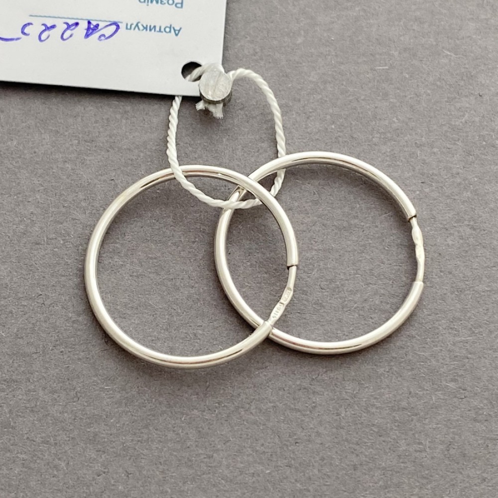 Срібні сережки кільця (конго) 27мм стс-225