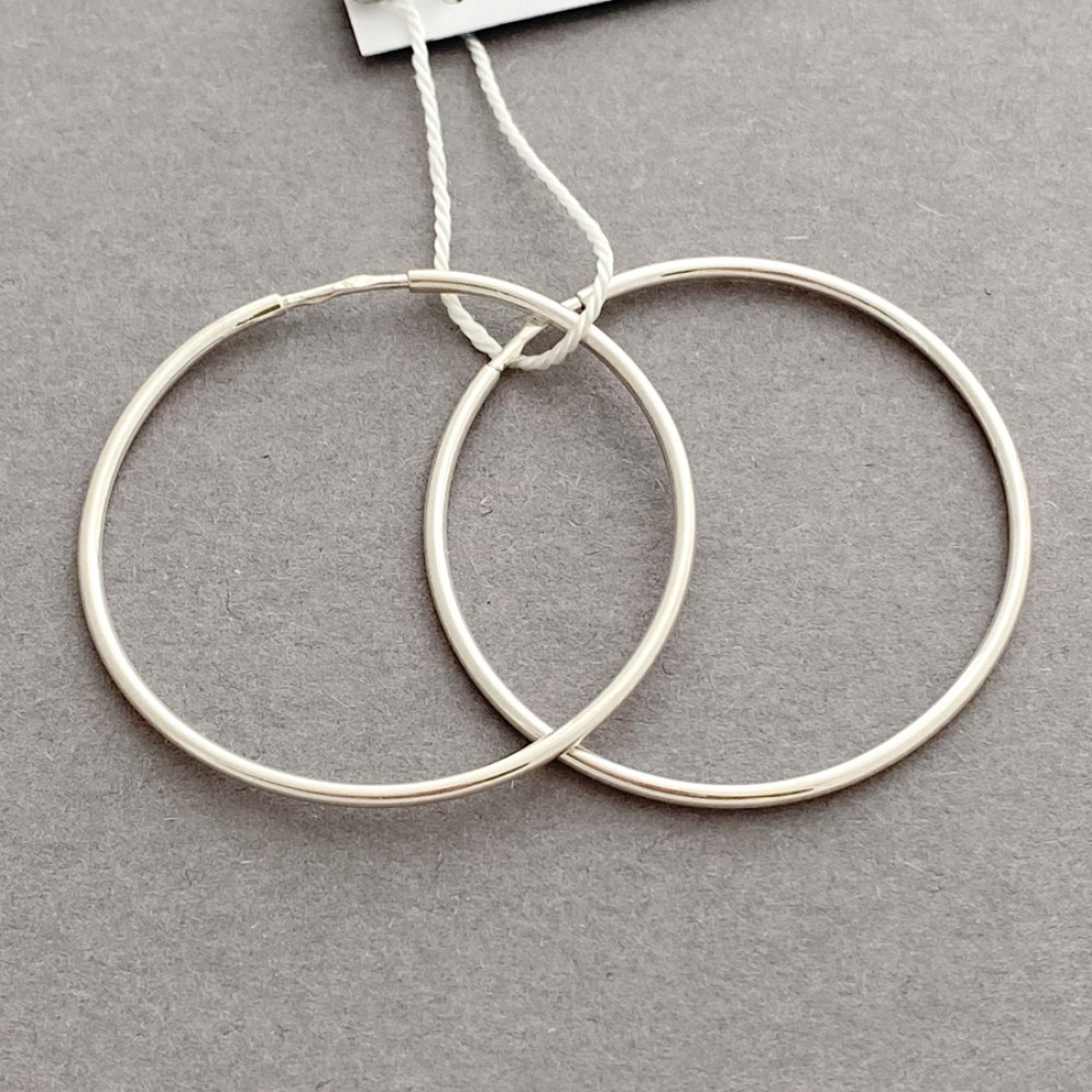 Срібні сережки кільця (конго) 36мм стс-235