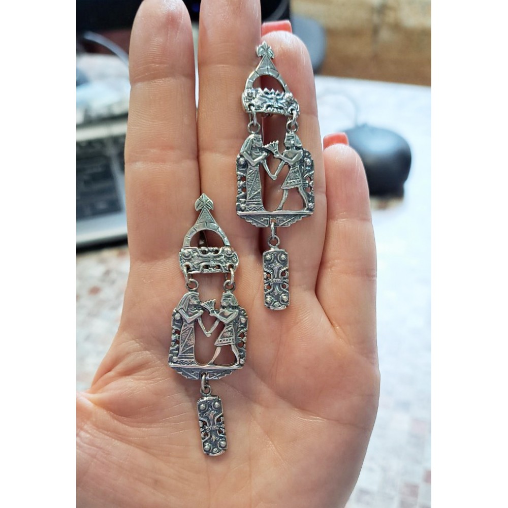 Серебряные серьги "Египет" бр-1100084