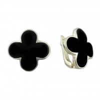 Срібні сережки с емаллю Клевер БР-0039611