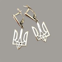 Серебряные серьги без камней с гербом Украины БР-0045711