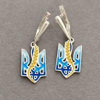 Срібні сережки висульки з Гербом Тризубом України Життя БР-0046011