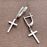 Срібні сережки-підвіски «Хрестики» БР-0046511