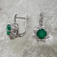 Серебряное серьги с зеленым ониксом Дакота БР-8060811