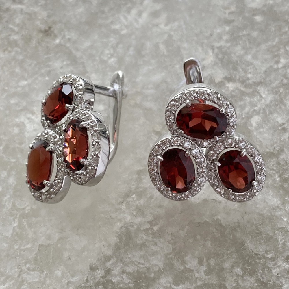 Срібні сережки з гранатом Джейн 2 БР-8090611