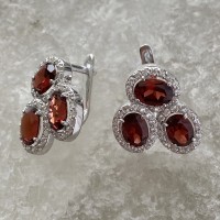 Серебряное серьги с гранатом Джейн 2 БР-8090611
