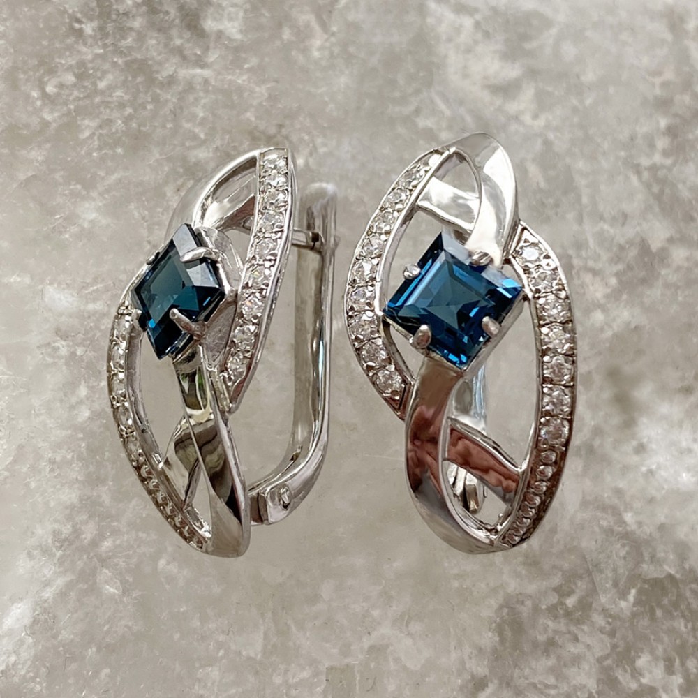 Серебряное серьги с топазом Саксония БР-8091511