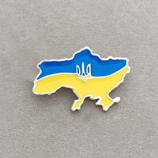Значок серебряный с эмалью Карта Украины бр-0010461