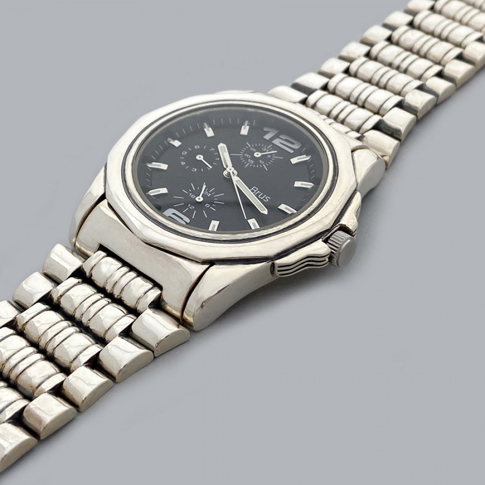 Срібний чоловічий годинник на браслеті БР-0006571