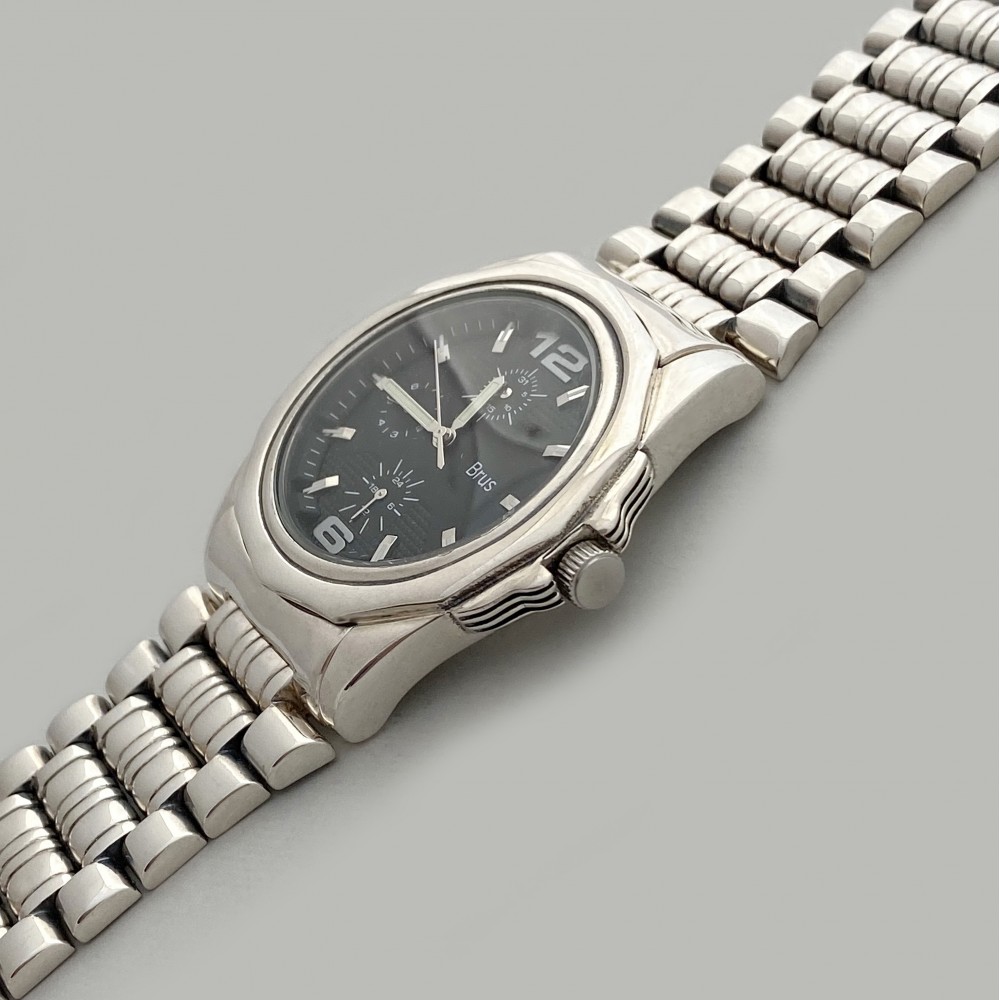 Срібний чоловічий годинник на браслеті БР-0006571