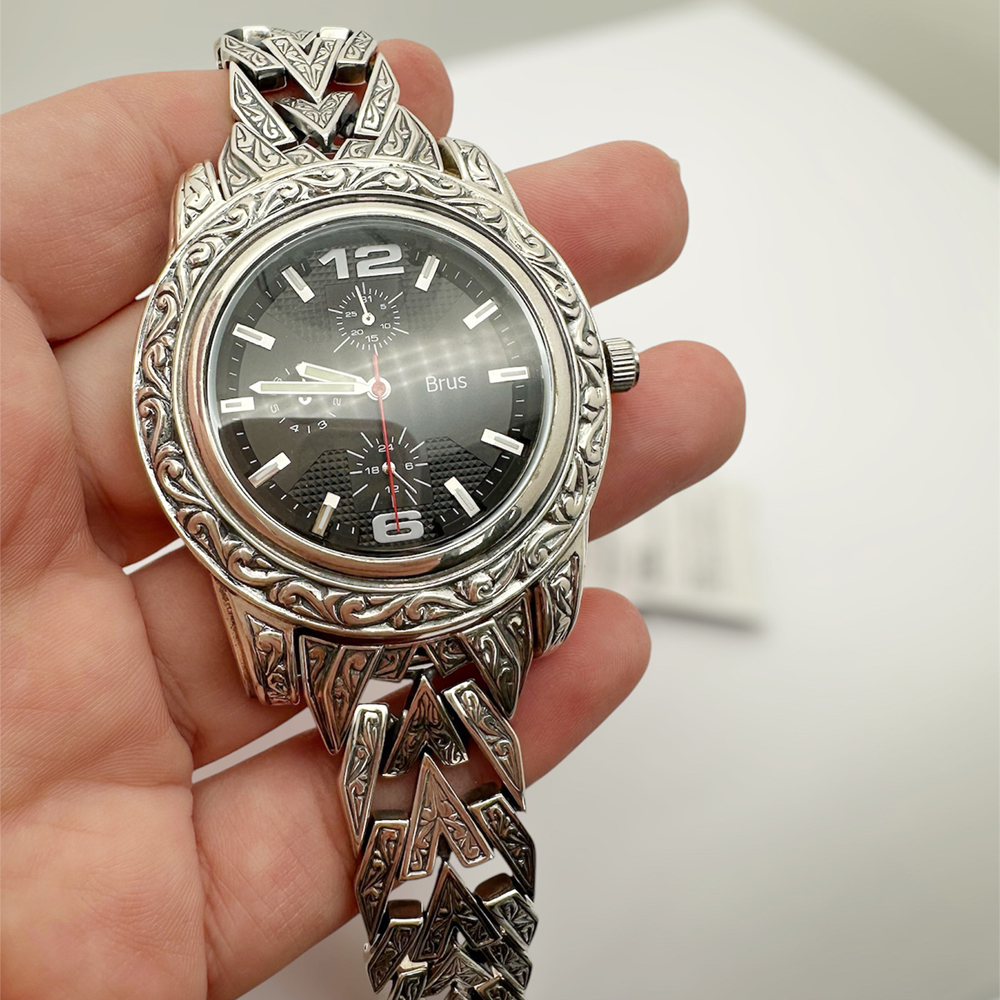 Срібний чоловічий годинник на браслеті, срібло 925