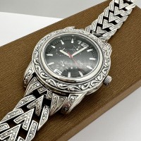 Срібний чоловічий годинник на браслеті БР-0007771