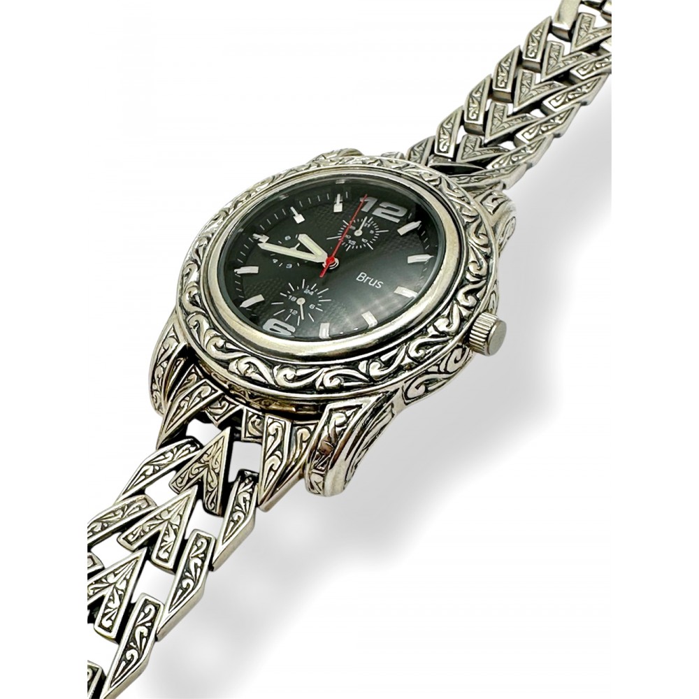 Срібний чоловічий годинник на браслеті, срібло 925