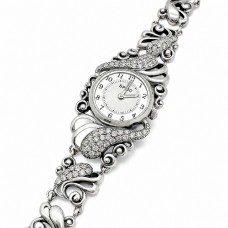 Серебряные женские часы с камнями на браслете БР-1005871