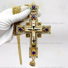 Крест латунный в позолоте с принтом и цепью 2.10.0148ЛП-21ЛП