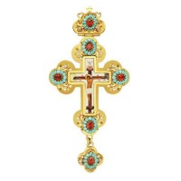 Хрест для священика латунний в позолоті з принтом 2.10.0132ЛП-2