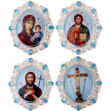 Набір накладок на митру латунь у срібленні з блакитним камінням АГ-2.7.1326Л